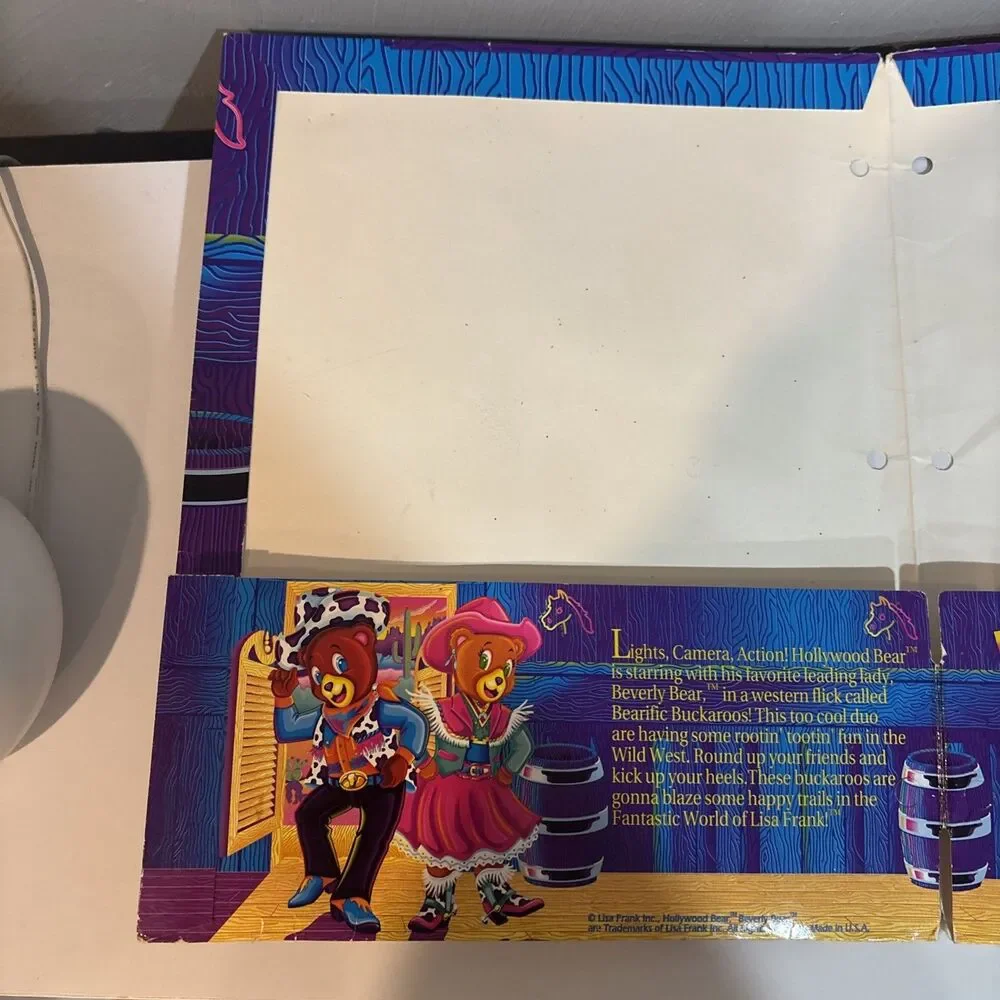 Lisa Frank Vintage Folder Dancing Cowboy Bears